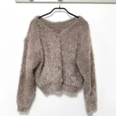 【週末セール☆美品】NICE CLAUP フェザーカーディガン グレージュ