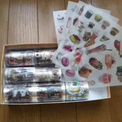 海外マスキングテープ おすそ分け 7ループ＆カフェ系シール5シート