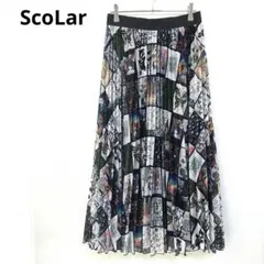 ScoLar スカラー 20th スカート プリーツ 総柄 メッシュ M