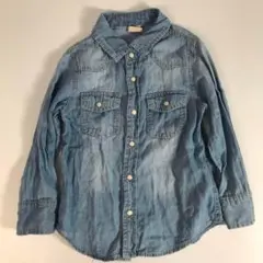 子供服 100㎝ petit main プティマイン シャツ デニムF1A034