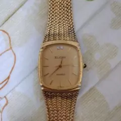 ELGIN ゴールド スクエア型 クォーツ時計