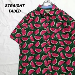 柄シャツ　総柄　個性的　スイカ　シャツ　半袖　派手　海外　綿