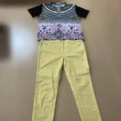 レリアン　１３号　パンツ　伸縮性あり エスニック柄Tシャツ伸縮性あり（おまけ）