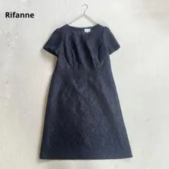 リファンネ　東京ソワール　SOIR ジャガード織り　ワンピース　ネイビー　15