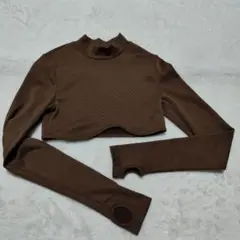 H&M ブラウン クロップドトップ S