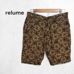 レリューム ショートパンツ ハーフパンツ リネン混 綿麻 総柄 リゾート シック