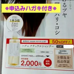 ハグム　ナチュラルシャンプー 500mL 50%OFF 申込ハガキ付パンフレット
