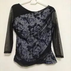 社交ダンス用レッスンウェア 黒とグレーの花柄