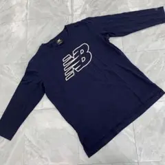 ニューバランス ロゴTシャツ ネイビー 長袖 クルーネック 綿 XLサイズ