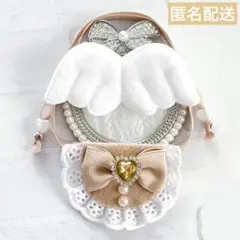モンぬい ぬい用 羽付 グログランリボン スタイ よだれかけ ベージュ いつぬい