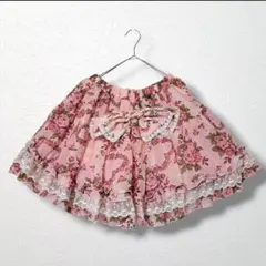 1 新品未使用タグ付き【夢展望】ボタニカル 総柄 L スカート リボンレース