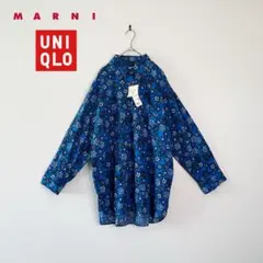 【タグ付未使用品】UNIQLO × MARNI オーバーサイズシャツ L ブルー