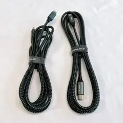 240W 超急速充電 2M+2M type-c ケーブル 高耐久ナイロン 黒