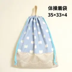 シルエットねこ(水色) 体操着袋 体操服入れ 女の子【匿名配送】