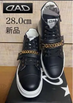 D.A.D ゴールドチェーンハイカットスニーカー　新品ＬＬ
