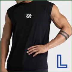 タンクトップ　メンズ　トレーニングウェア　ジム　トレーニング　速乾　L　黒