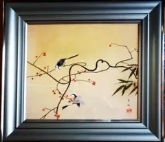 山口華楊　木版画　直筆サイン入り □山口華楊□緋牡丹図木版画額□直筆サイン入□限定品□額装