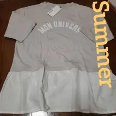 BLANC 半袖チュニックTシャツ　ライトグレーベージュ　mon univers