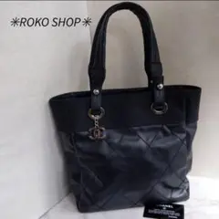 美品☆CHANEL シャネル パリビアリッツPM トートバッグ 黒