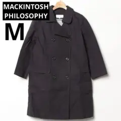 《美品》マッキントッシュ トレンチコート 38 黒　ストライプ