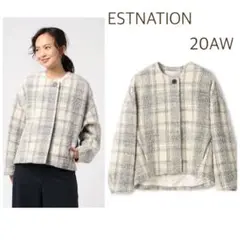 美品♡ESTNATION 20AW 定価7万 チェックショートコート