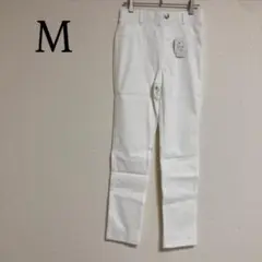 美脚 レギンスパンツ ストレッチ M オフホワイト ウエストゴム スキニーパンツ