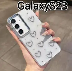 GalaxyS23 ケース　クリア　ハート　ラメ　可愛い