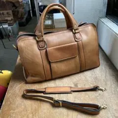 メーカー不明 レザーボストンバッグ 2way ブラウン 幅43cm 鍵付き