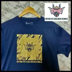 RYUKYU GOLDEN KINGS ロゴ　ゴールド×ネイビー　Tシャツ