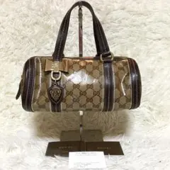 レア✨GUCCI グッチ ハンドバッグ 茶色 チャーム GGモノグラム PVC