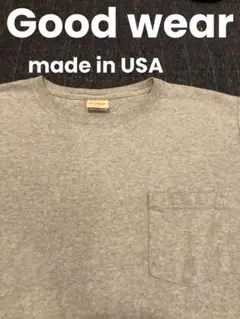 グッドウェア　Good wear 無地　ポケTシャツ グレー　USA製
