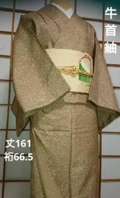 牛首紬 叩き染め 丈161 裄66.5 しつけ付き美品