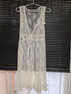 アイボリー レース ノースリーブ ワンピース