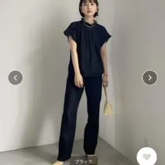 Ameri TUCK SHOULDER DENIM SET UP ブラック