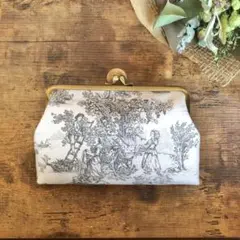 訳あり•トワルドジュイ　ハンドメイド　がま口　通帳ポーチ