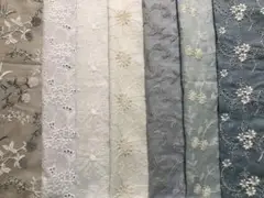 綿レース刺繍生地ハギレ７枚セット