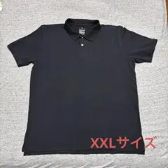 【美品】無印良品 洗いざらしメンズポロシャツ　ブラック　XXLサイズ③