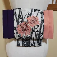 作り帯 ハンドメイド半幅帯 マジョリカお召し カルタ結び