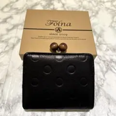 Folna 二つ折り財布 黒 ドット