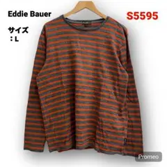 即購入OK】Eddie Bauer ロンT サイズL ボーダー オレンジ×グレー