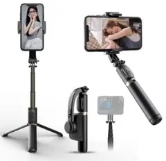 手ブレ防止ジンバル自撮り棒　スマホジンバル 三脚一体型 片手持ちスタビライザー