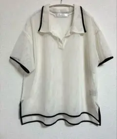 新品　メッシュ 半袖ポロシャツ ホワイト　レディース　サイズL