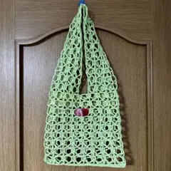 2割引!!ハンドメイド☆ビタミンカラーのメッシュバッグ 新改良!! 【丈夫】黄緑