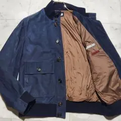 最高級✨ブルネロクチネリ レザージャケット ドラビングジャケット ネイビー ネイビー（紺）系 BRUNELLO CUCINELLI(ブルネロクチネリ) レザー