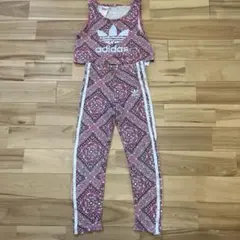 adidas 幾何学模様 ジャージ ピンク系 セットアップ
