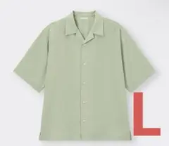 8/14まで出品 GU オープンカラーシャツ 5分袖 グリーン L