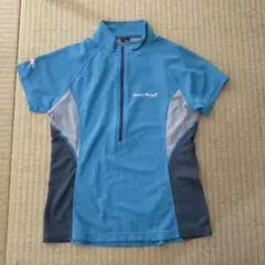 mont-bell ハーフジップ 半袖 Tシャツ XS 青