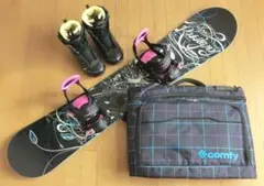 即日発送 ロシニョール+サロモン 女性用スノボ4点セット 板146/靴24.5