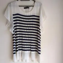 UNITEDARROWSストライプ フリル袖 トップス　さ
