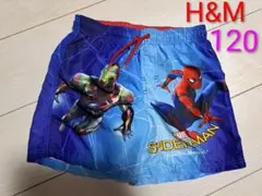 H&M　スパイダーマン　水着　ブルー　男の子　海　プール　夏　120